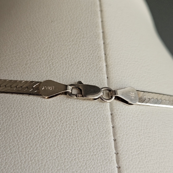 Vintage BBI Italy Sterling Silver 925 Long Herringbone Chain Necklace 30-inch - Picture 6 of 13